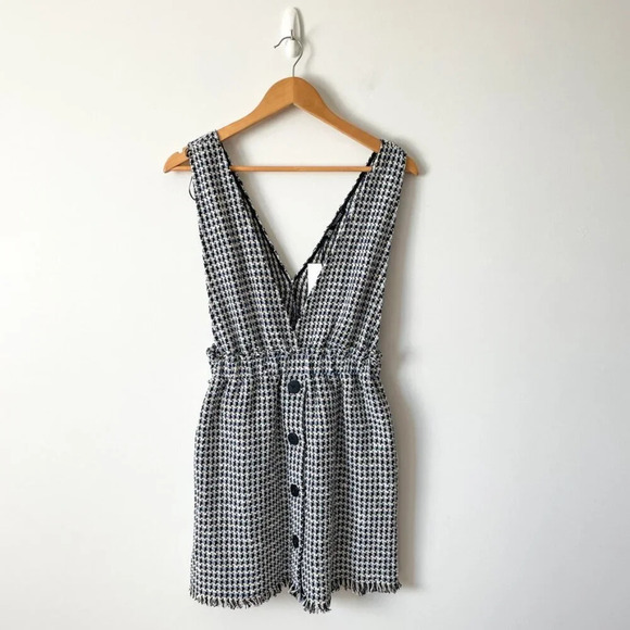 Zara Pinafore Tweed Buttons Overall Dress Blue NWT Size Small - Picture 6 of 11